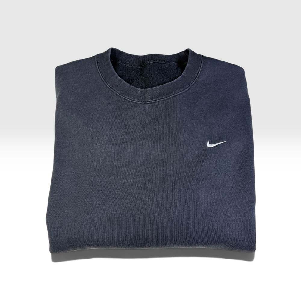 Vintage Nike Mini Swoosh Faded Black Crewneck Sweatshirt Oversized XXL